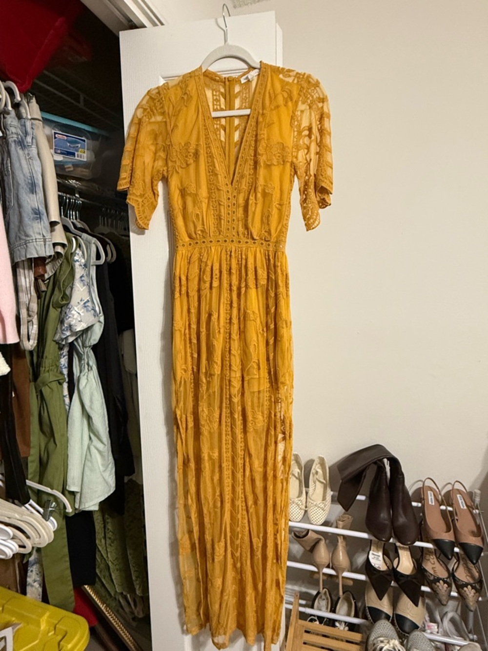 Socialite Mustard Lace Maxi Dress